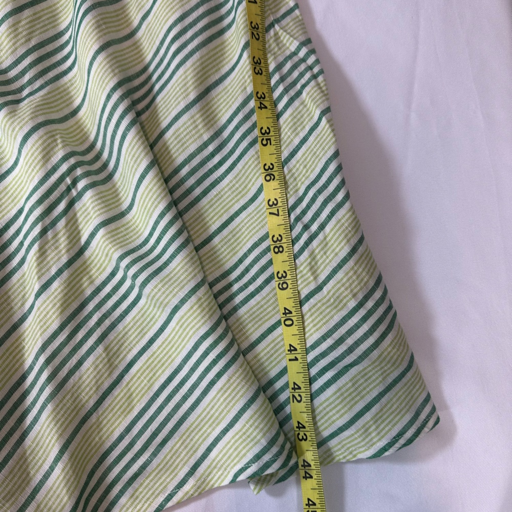 New York & Company Green Stripe Linen Blend Tie Waist Dress Women’s Size Large - Picture 5 of 7